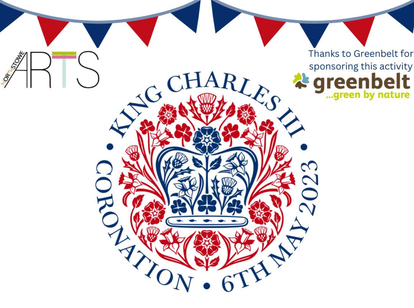 An image depicting the royal crest of King Charles III and the date of his coronation, 6th May 2023